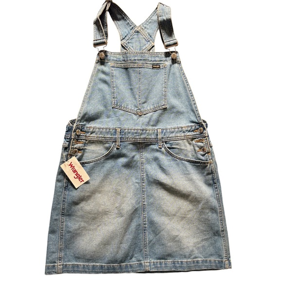Wrangler Denim Overall Jumper Dress Medium Wrangler Blue Jean Pinafore NWT - Picture 1 of 6